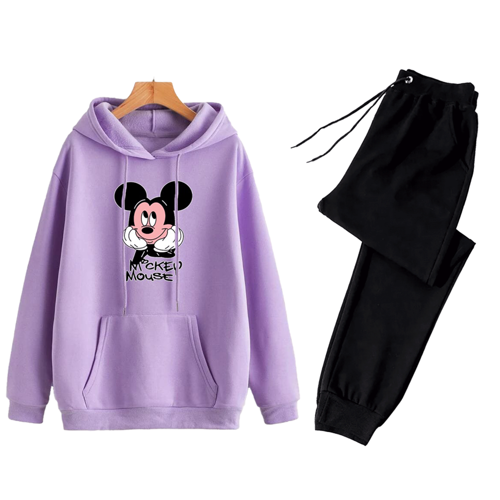 Women  Printed Fleece Winter Tracksuit Hoodie and Trouser For Women