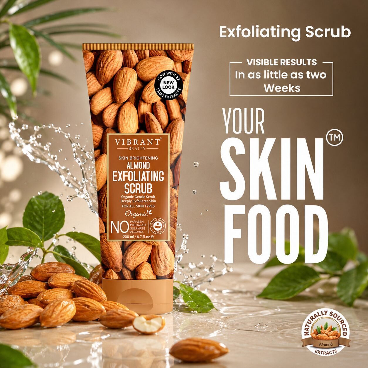 Vibrant Beauty Almond Exfoliating Scrub | Facial Exfoliating Care | 200ml