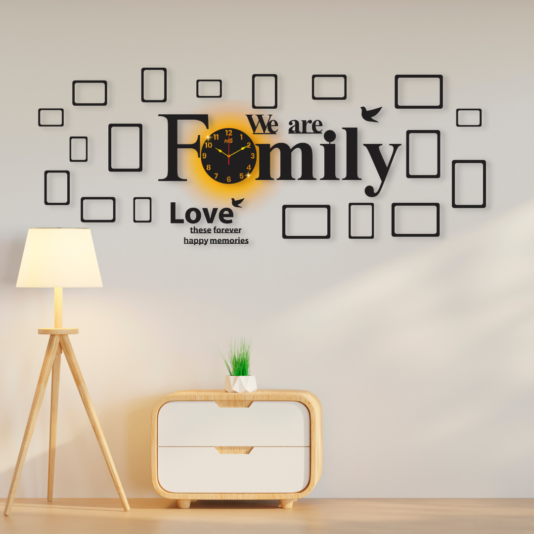 Family Wall Clock with Frames Stylish Quartz Decoration for Home and Office