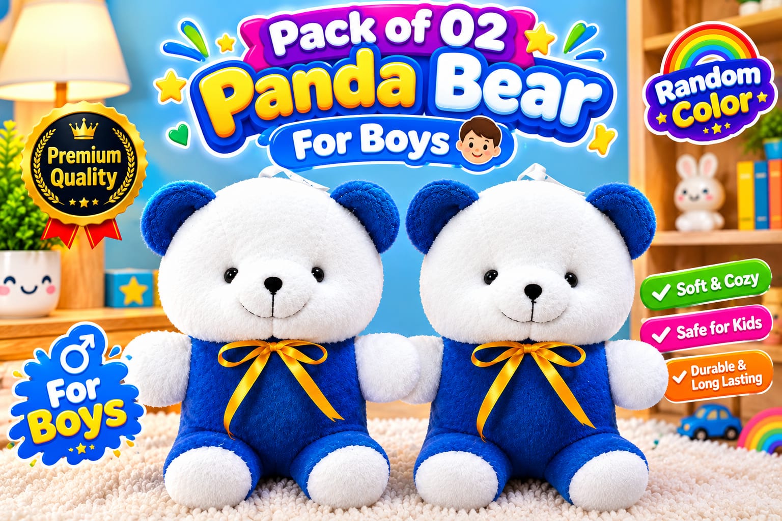 (PK OF 01 & 02) 10 Inch Teddy Bear, Panda Bear and Doll  Pink,Red, Blue and Yellow colour available Plush Stuffed Animal: Adorable Small Baby Bear Plush Toy - Perfect Gift for Kids, Boys, and Girls Discount only for limited time