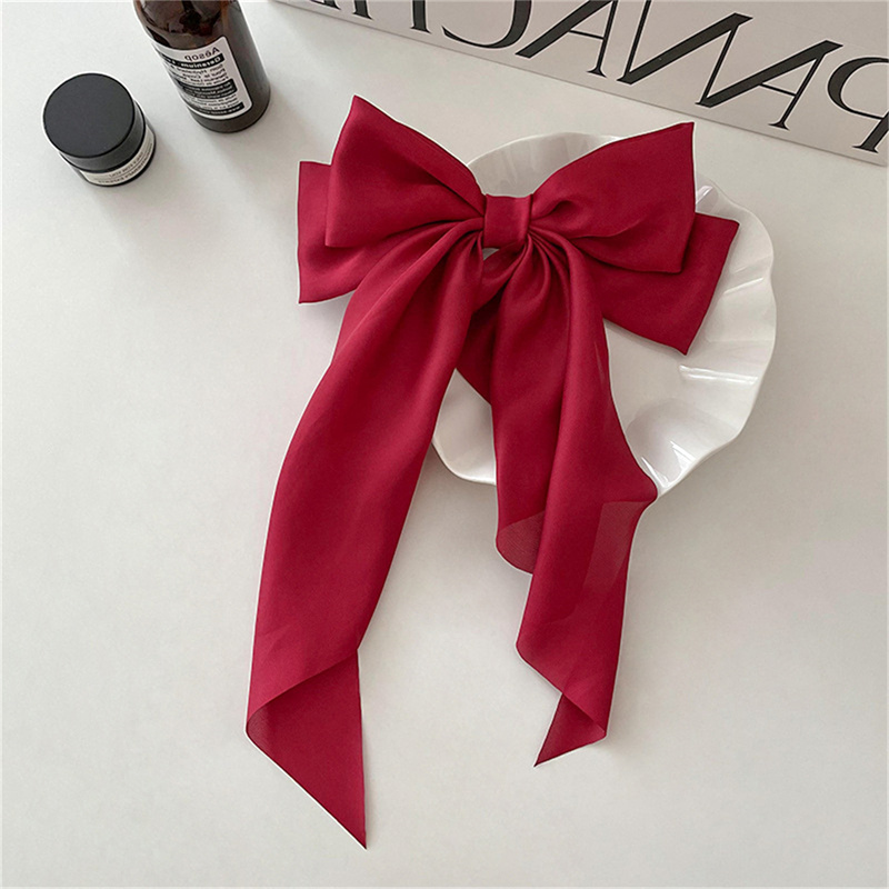 Elegant Bow Ribbon Hair Clip Fashion Solid Satin Spring Clip Hair Pin Headband Daraz.pk
