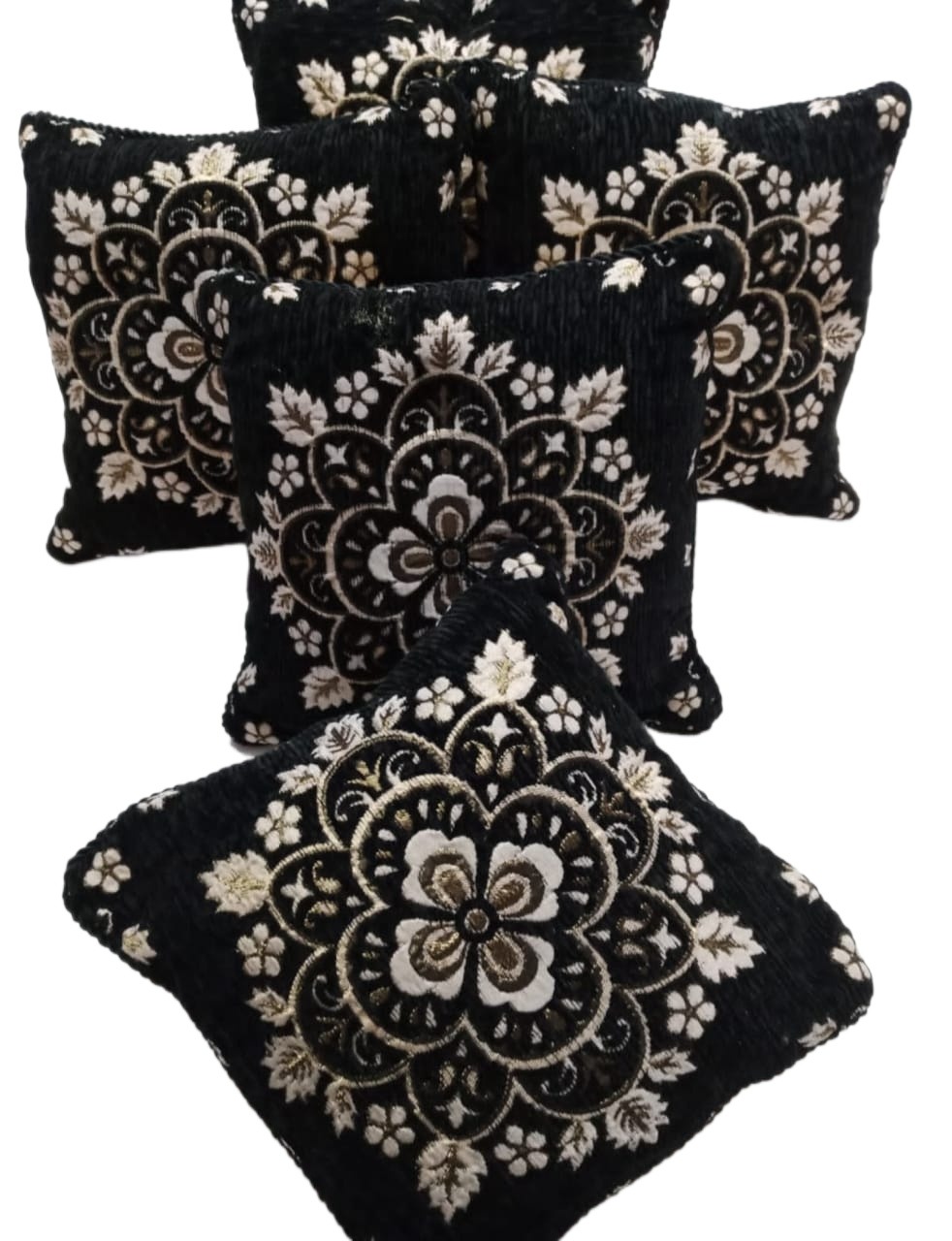 1PC Velvet Jacquard Cushion Cover 15x15 Inches High-Quality Velvet with Zip Closure