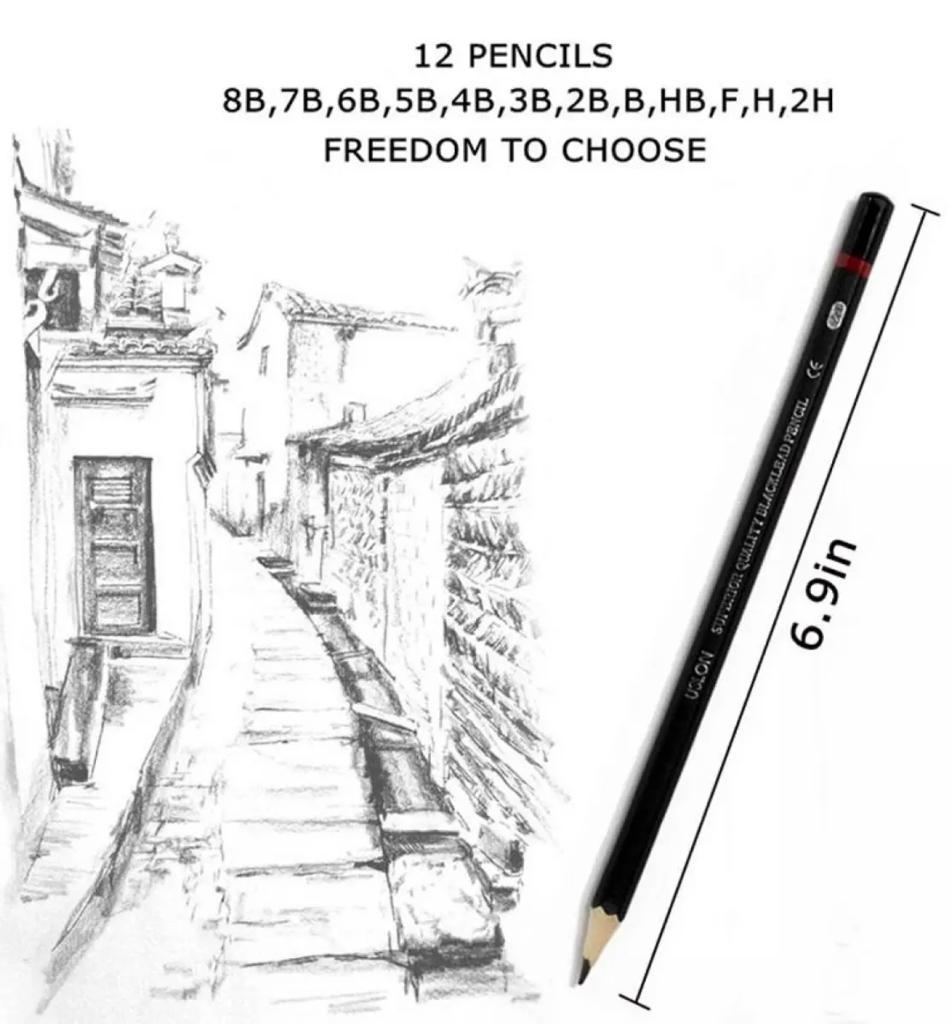 12pcs Professional sketch drawing art pencil set (sizes 8B to 2H) – Karachi  Stationers