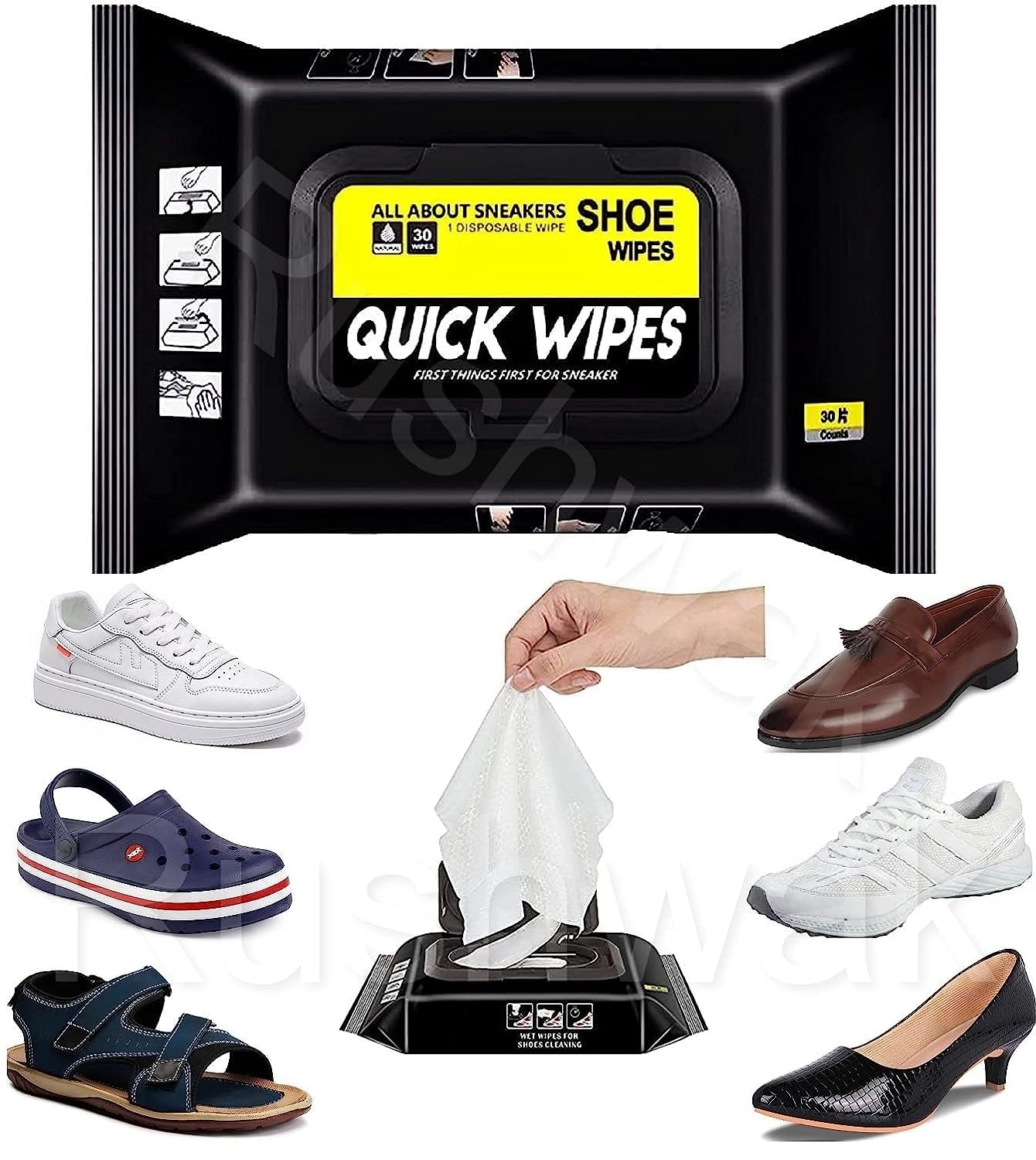 Disposable Shoe Cleaning Wipes | Quick Shine Clean Wet Wipes (80 Wipes In 1 Packet) — Buy Online at Best Price in Pakistan on FlipcartPK
