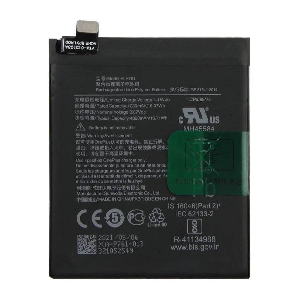 OnePlus Battery Replacement BLP761 Battery with 4320mAh Capacity