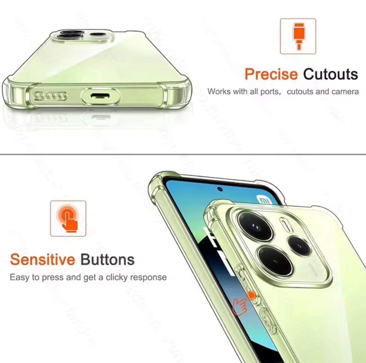 Xiaomi Redmi Note 14 4G/5G Back Cover Transparent Soft Bumper Clear Back Case Imported