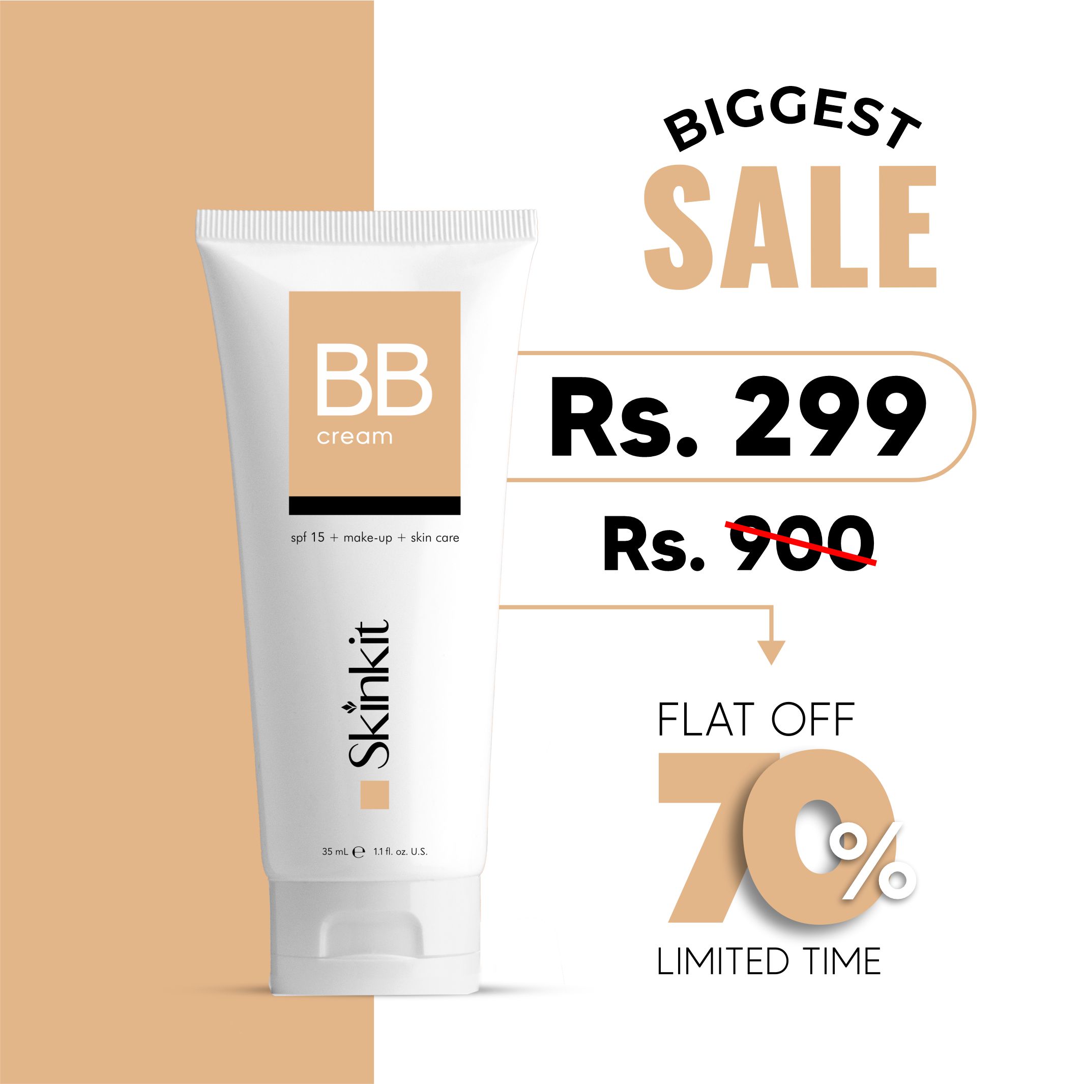 Skin Kit BB Cream SPF 30 + Niacinamide | Broad Spectrum Sun Protection & Light-to-Medium Coverage | Brightening & Hydrating Face Cream for Oily, Dry & Combination Skin | Daily Skincare & Makeup Base for Women