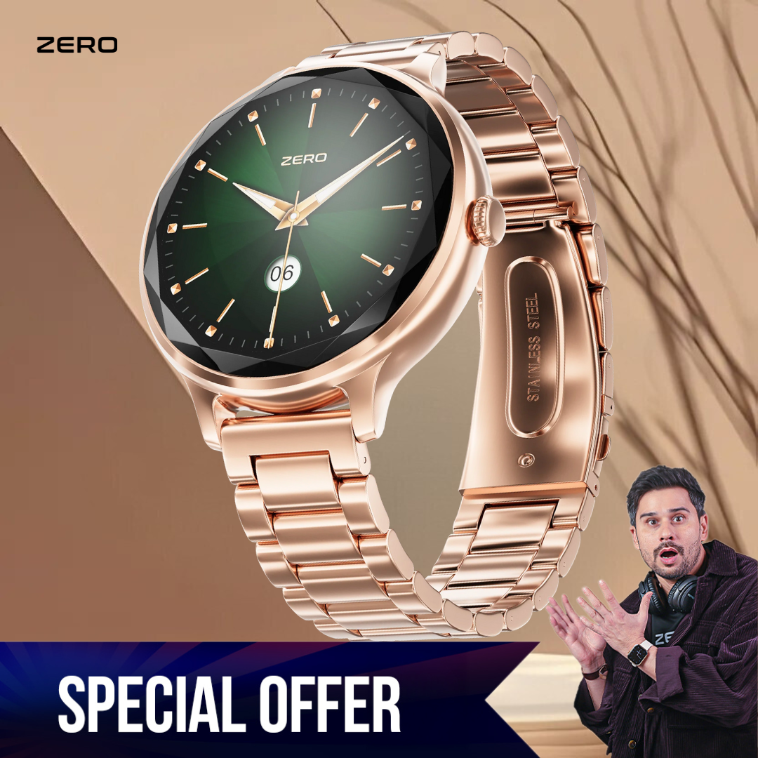 Zero® Jewel Smartwatch for Women | 1.1" AMOLED Display, Bluetooth Calling, 110+ Sports Modes, Health Tracking | Diamond-Cut Design with Stainless Case | Best Lightweight Smartwatch for IOS & Android