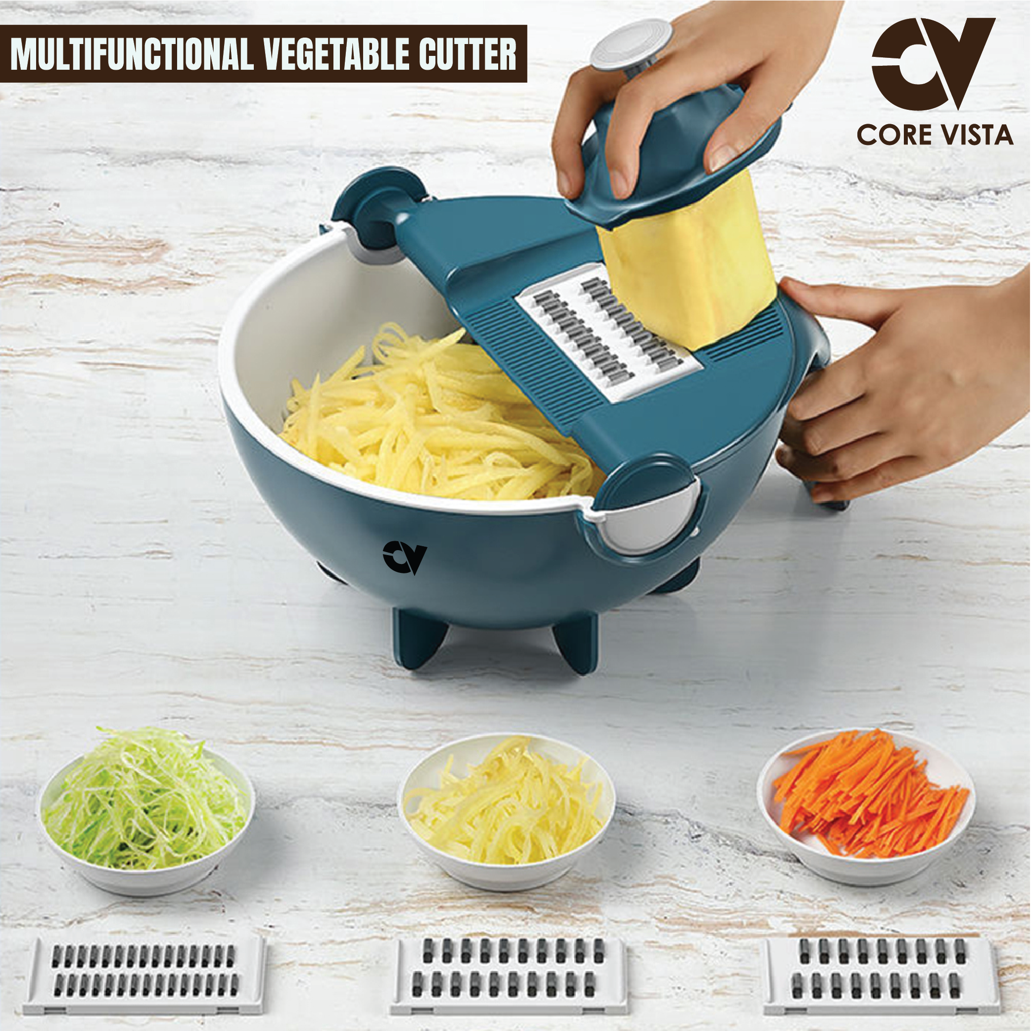 9-in-1 Multi-functional Rotate Vegetable Cutter Manual Slicer Fruit Cu —  CHIMIYA