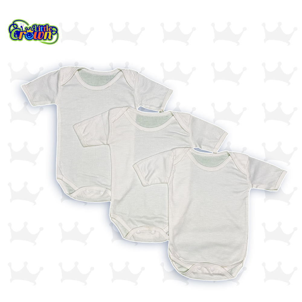 Pack of 3 Newborn Baby Romper/Bodysuit/Onesies for Baby Boy & Baby Girl In Cotton Stuff Half Sleeves – White – 0-12M