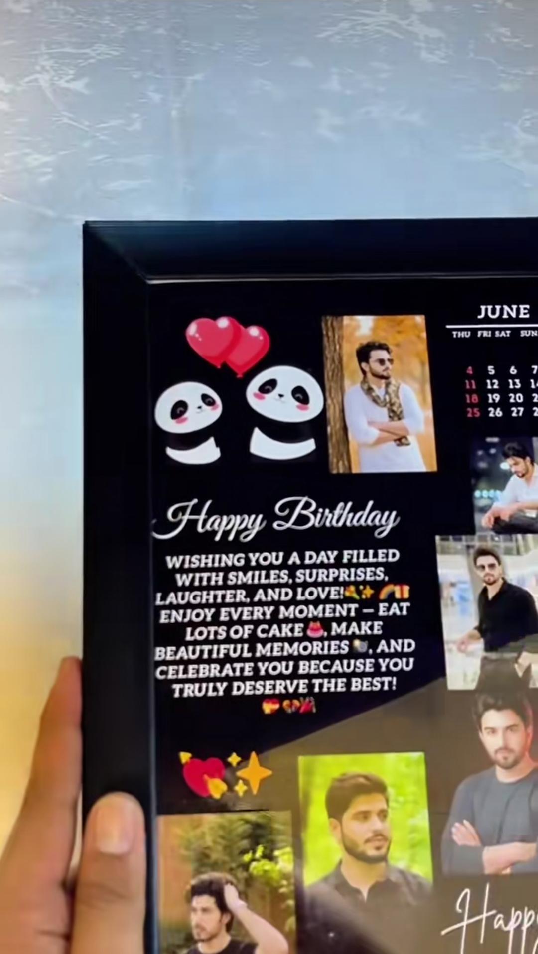 🎁 Personalized Birthday Photo Frame | Custom Photo Collage with Name & Calendar Gift