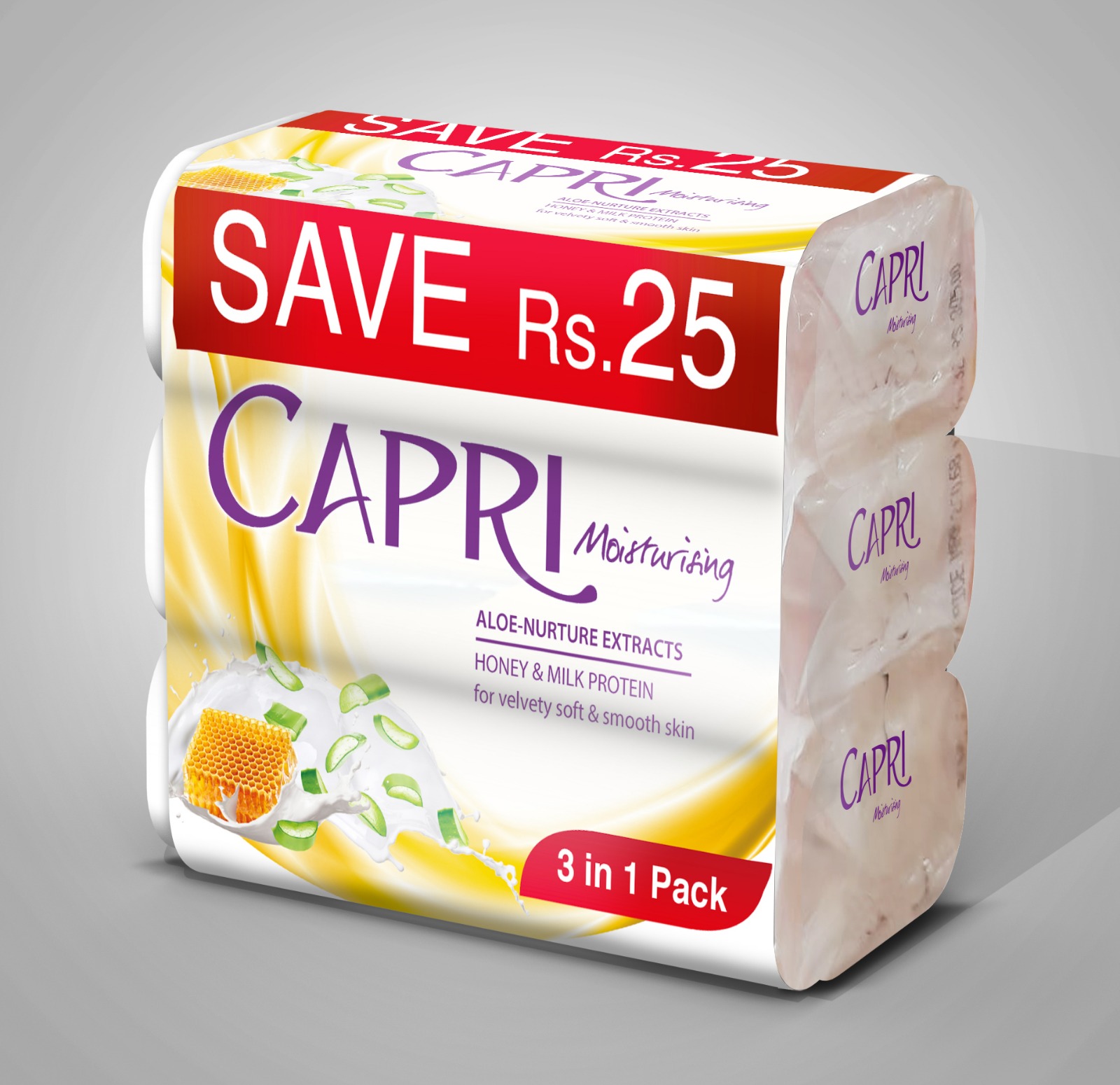 Capri Pack Of 3 White Soap - 120gmx3