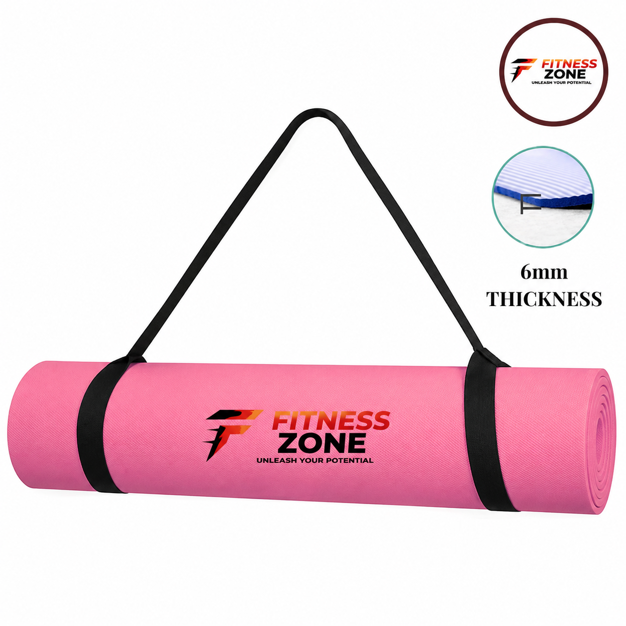 Yoga Mat 6mm Anti-Slip Exercise Mat for Men & Women – 72 x 24 Inch (183 x 61 cm) High-Density EVA Gym Mat for Home Workout, Yoga, Stretching & Pilates | Free Shoulder Carry Strap