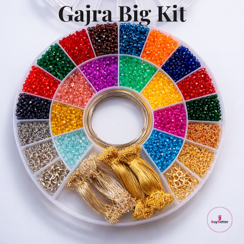 Gajra Bracelet Kit Crystal Diamond Pearls 4mm DIY Bracelet Making Kit – Gajra Bracelet for Girls Pearls Set, Gajra Bracelets Beads Jewellery Kit, Pearl Bracelet Kit, Handmade Bracelet Making Supplies for Girls Craft Kit