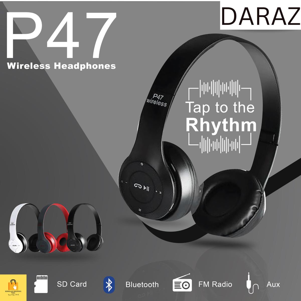 P47 Wireless Headphones Bluetooth Stereo Head phones Foldable Headset with Mic Wireless Built-in Mic compaible for all Android Devices and PC