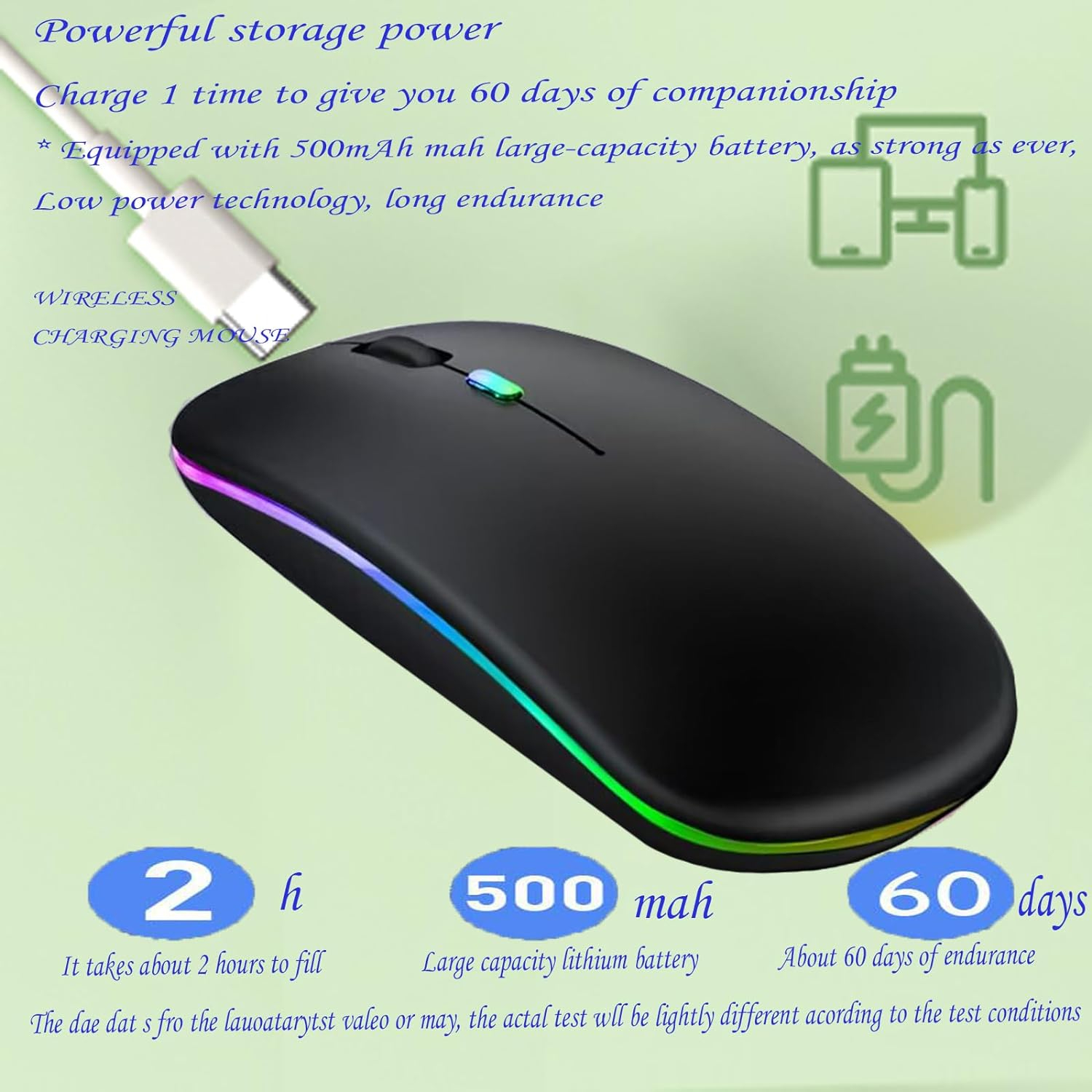 RGB Wireless & Bluetooth Mouse – Slim, Silent, Dual Mode with Adjustable DPI