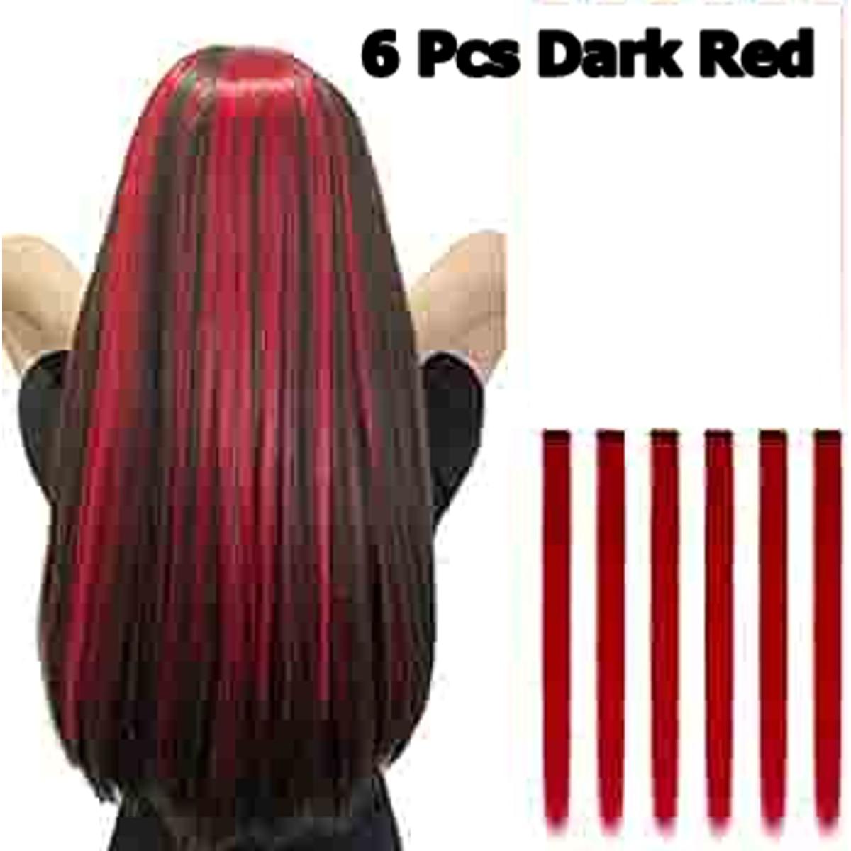Pack of 6 Hair Mini Extensions Red