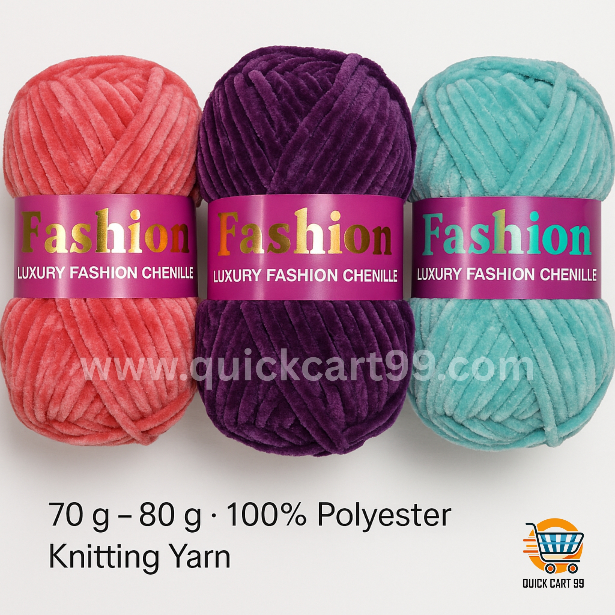 Fashion Velvet Yarn 70-80g – 100% Polyester Soft Knitting & Crochet Yarn for Blankets, Sweaters, DIY | Multi-Color Chenille Yarn – QuickCart99 price in Pakistan