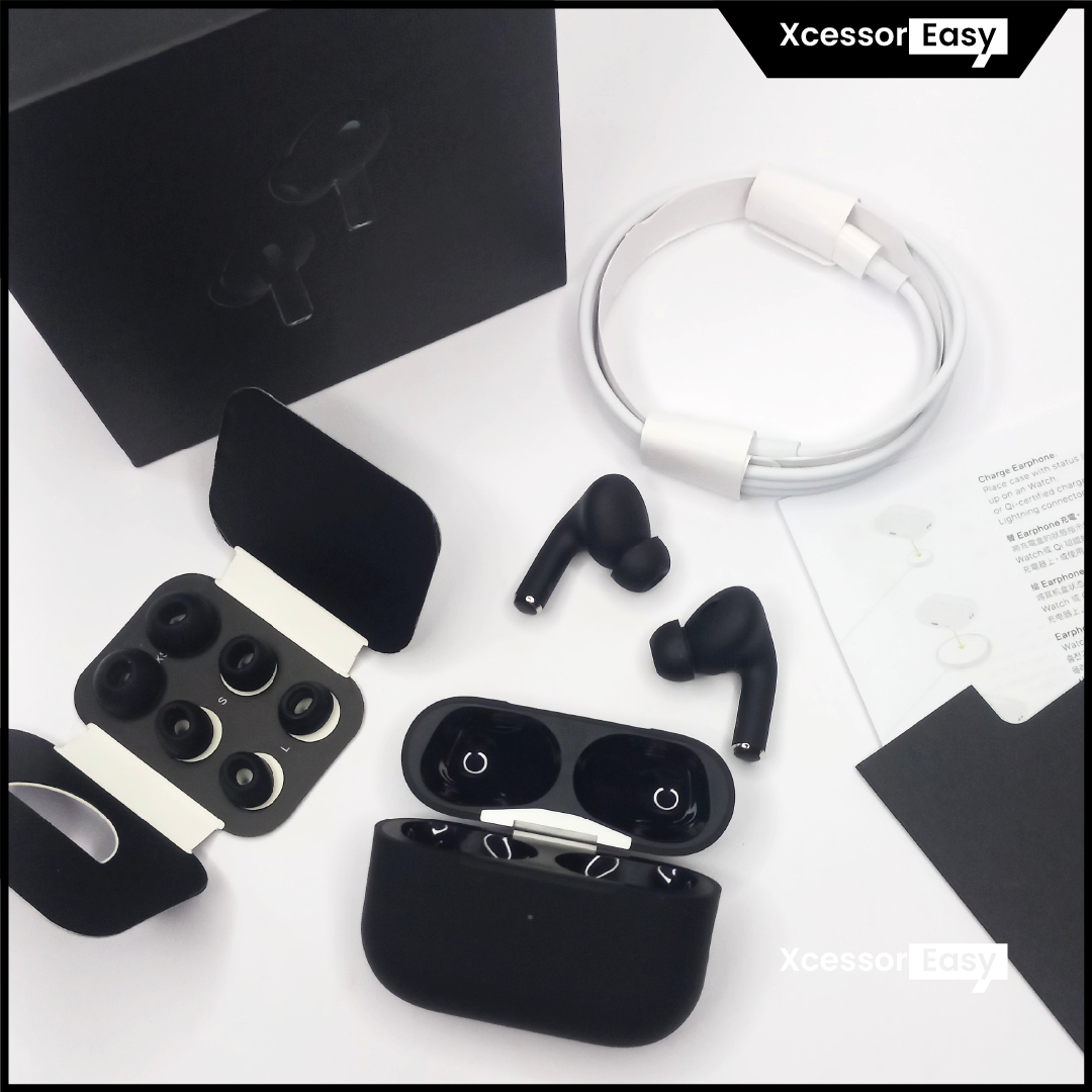 Pro 2 Black Wireless Earbuds - TWS Bluetooth 5.3 Earphones with Charging Case, Touch Control, Noise Reduction & Deep Bass (Complete Box Pack)