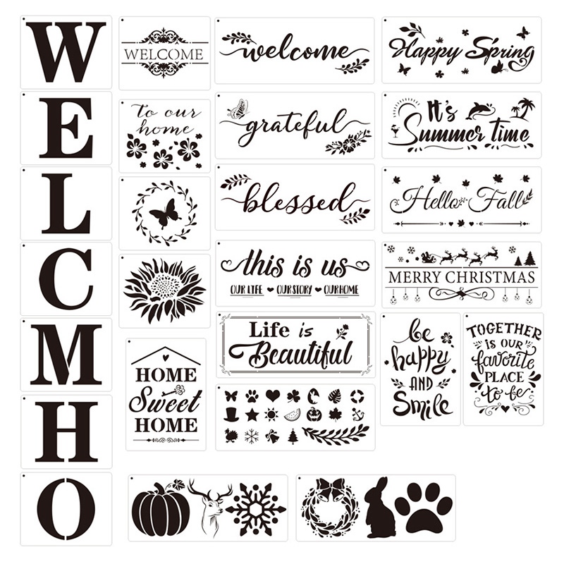 Generic 26PCS Welcome Stencils, Welcome Open Closed Signs Templates ...