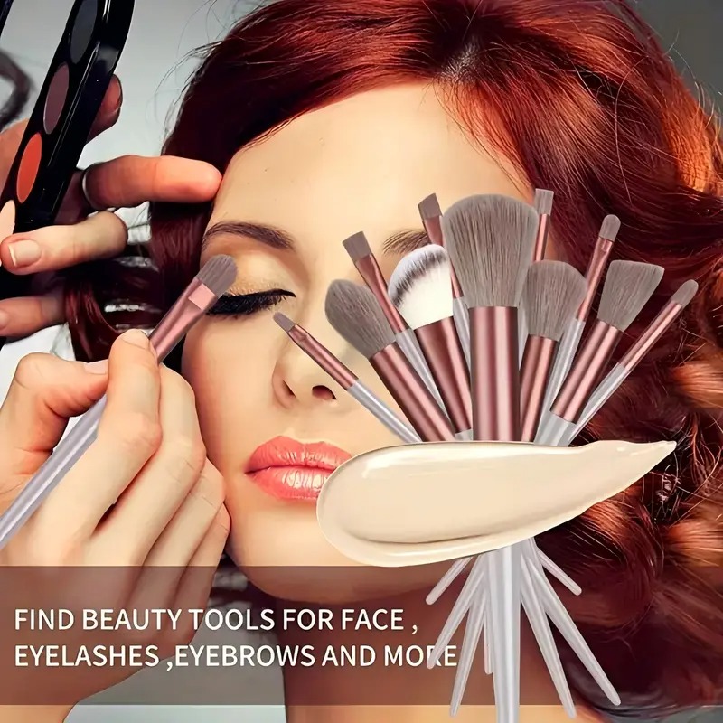 13 Pcs Makeup Brush Set Soft hair Loose Powder Eyeshadow Concealer Contour Eyeliner brush Foundation Beauty Cosmetic tools