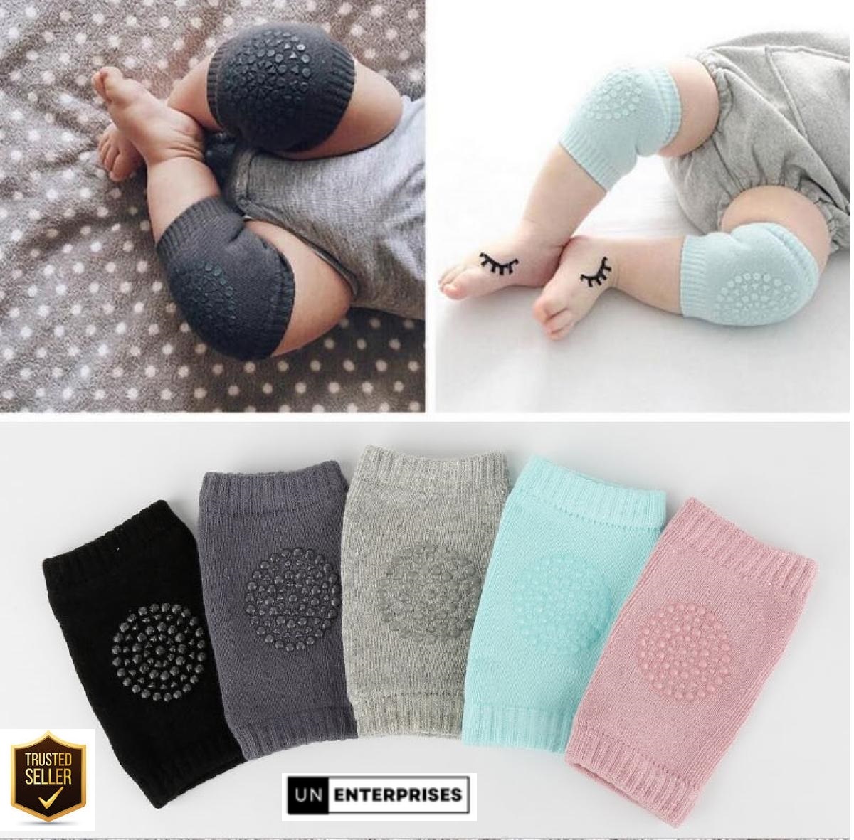 1 Pair High Quality Breathable Cotton Baby Knee Pads for crawling , Washable all seasons Baby Knee and elbows elastic protectors Anti-Slip Soft & Breathable Crawling Protectors for Maximum Safety and Comfort knee and elbow cloth pads for kids