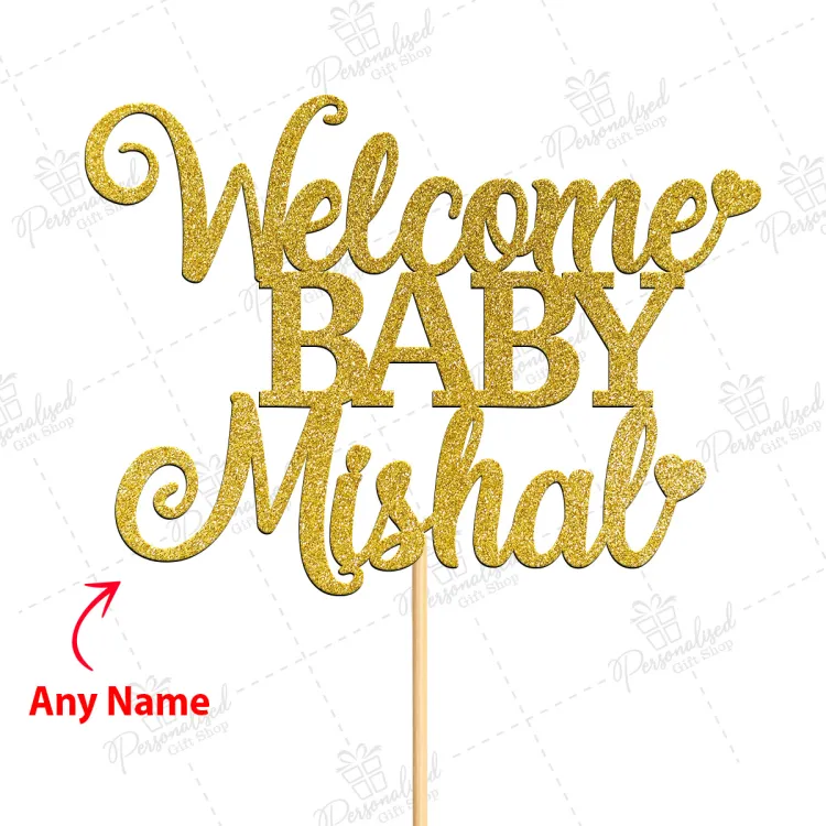 Welcome Baby Cake Topper, Baby Shower Party Decoration, Girl Baby