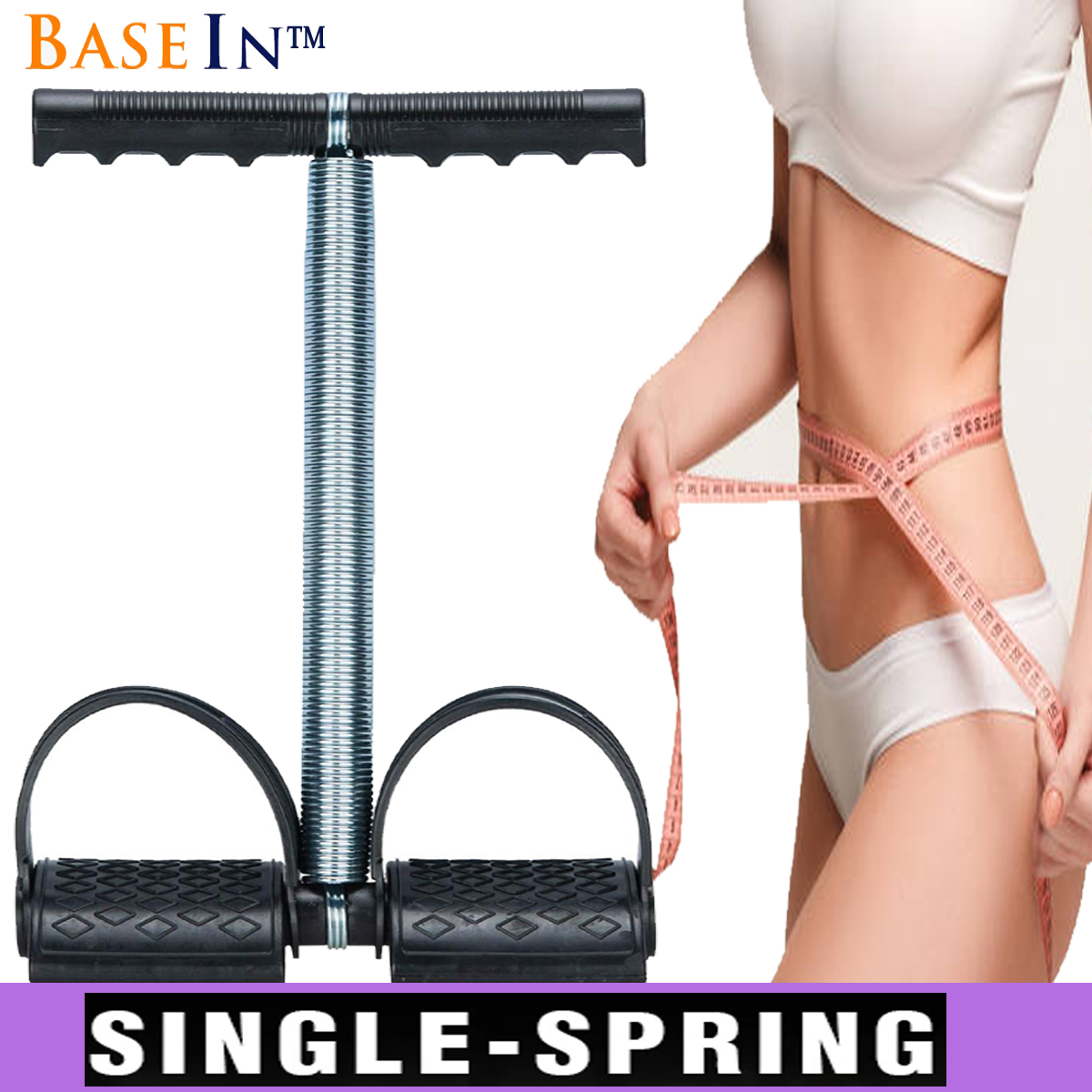 BASEIN Dual Spring Tummy Trimmer Prime - Portable, Non-Slip, High-Strength Fitness Equipment for Home Gyms