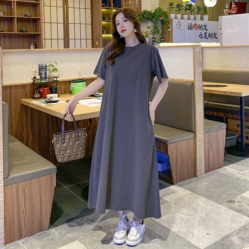 Long Skirt Over The Knee Skirt One Piece Skirt Long Skirt Summer Dress Loose Short Sleeved T Shirt Cover Belly Thin Dress Age Reducing A Line Skirt Women Buy Online At Best Prices In Pakistan Daraz Pk