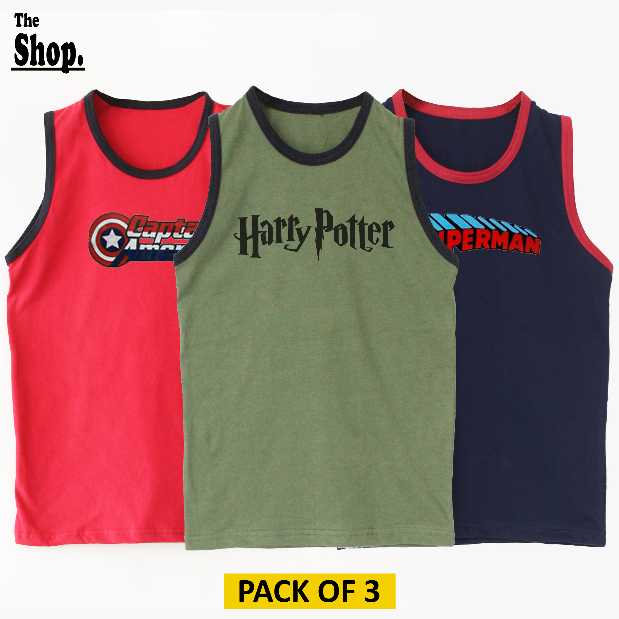 The Shop - Pack Of 3 - Tank Top Sando For Boys & Girls, Stylish & Trendy - 1 Year To 14 Years - SH3-TTS