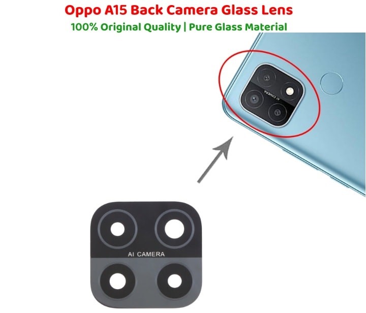 Lente Vetrino Fotocamera Posteriore Per OPPO A15 Con Biadesivo - Ricambio Originale Nero - Foto 2