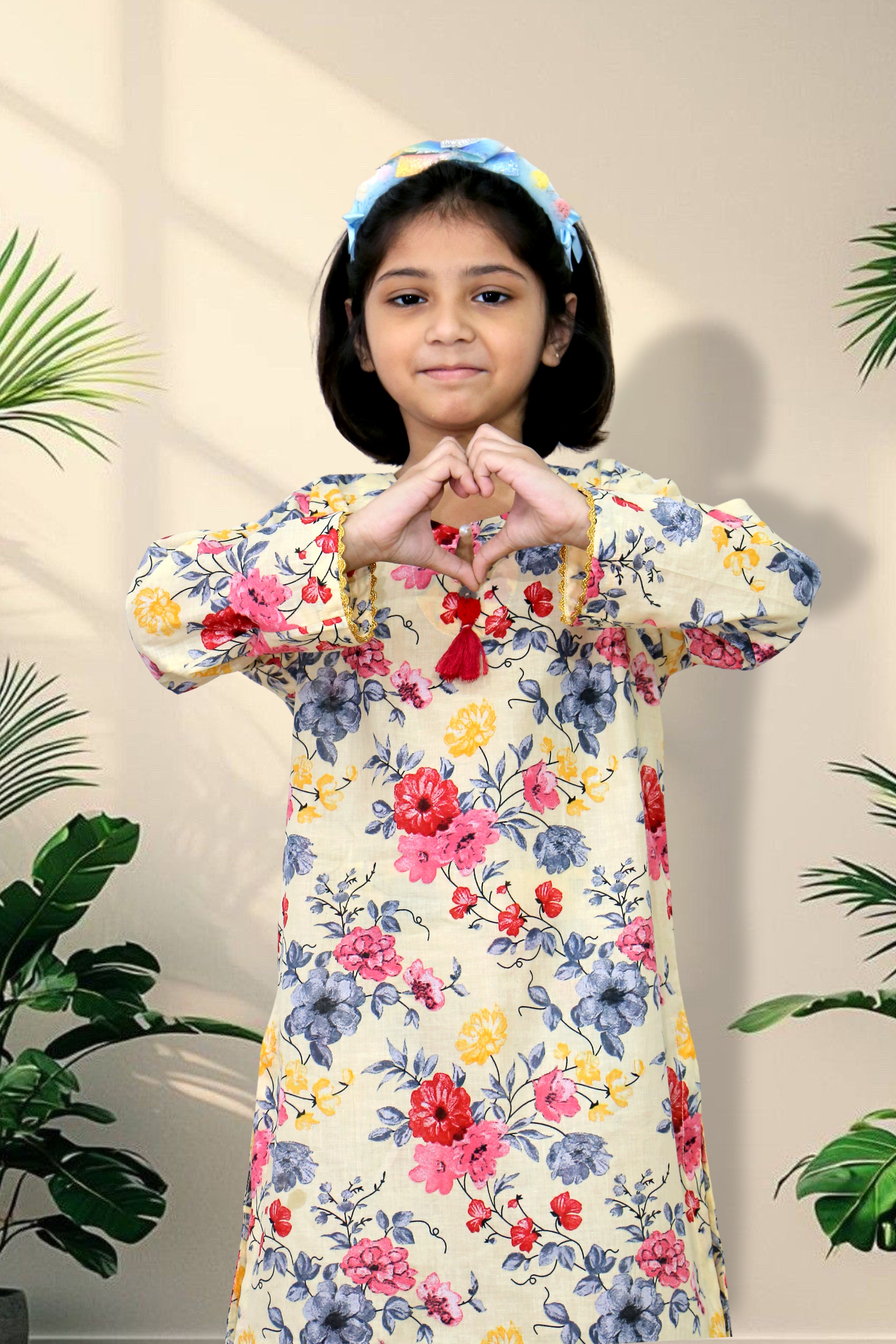 2 Pcs Girls Printed Suit  Stitching Cotton