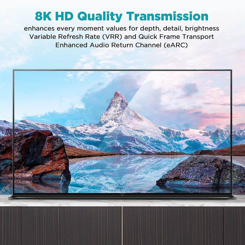 8k HDMI Cable QGEEM HDMI 2.1 8K@60HZ@4K@120HZ, 48GBPS HIGH-SPEED HDMI CORD,COMPATIBLE FOR PC HDTV PROJECTOR LARGE DISPLAY, MALE-TO-MALE 8k ultra HD Cable 6 ,10FT length