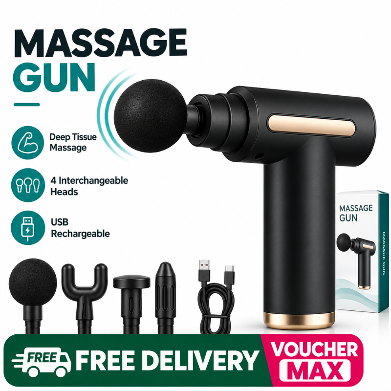 Massage Gun Deep Tissue Fascia Gun Muscle Massager Electric Body Massager for Pain Relief Muscle Recovery Portable Rechargeable Vibration Therapy Gun with Multiple Attachments Adjustable Speed