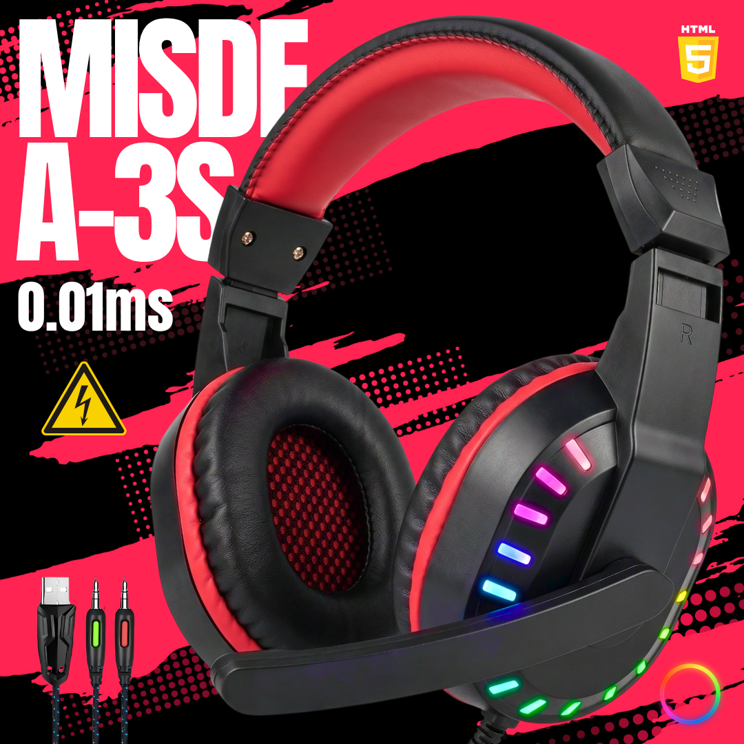 Gaming Headphone with Mic – Noise Cancelling, 7.1 Surround Stereo Sound, Deep Bass, RGB LED Light, Wired Over-Ear Headphones, Soft Memory Earmuffs, Adjustable Headband, Compatible with Smartphones, PS4, PS5, Xbox, PC, Laptop – SnapMart