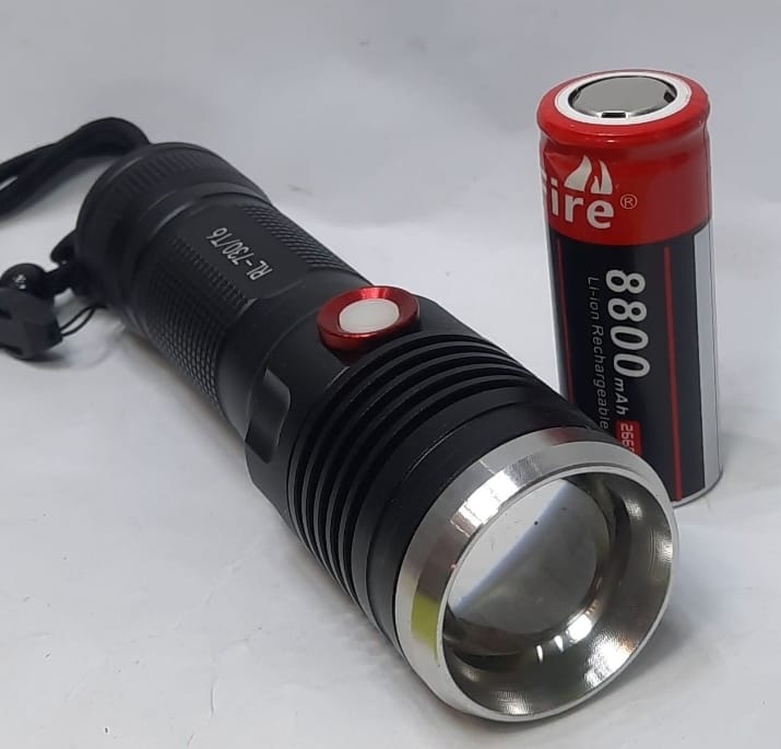 1 KM Long Range Ultra Bright RL 730-T6 Outdoor Portable Zoomable Spotlight USB Rechargeable LED FlashLight Metal Boday for Travel , Hiking Fishing – Flashlight