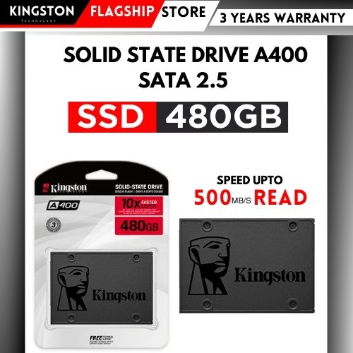 Kingston SSD 240/480/960 GB A400 SATA 2.5 - 3 Years Warranty