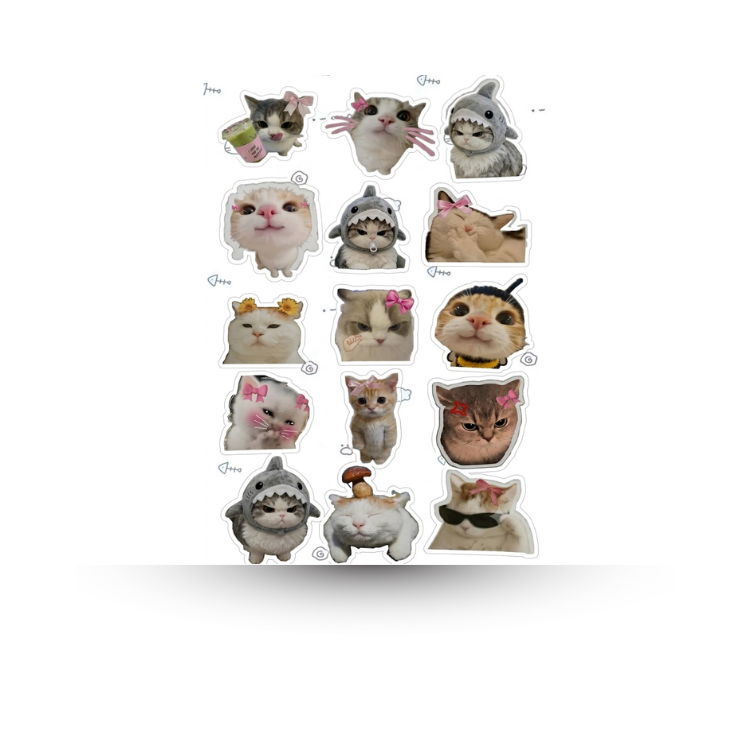 Pookie Cats Mini Sticker Sheet | Journal Aesthetic Stickers - Uncut and A6 Sized (10x15cm) Art for Laptops, Journals, and More - Express Yourself Creatively for Girls and Boys
