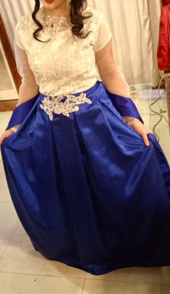 royal blue satin maxi dress