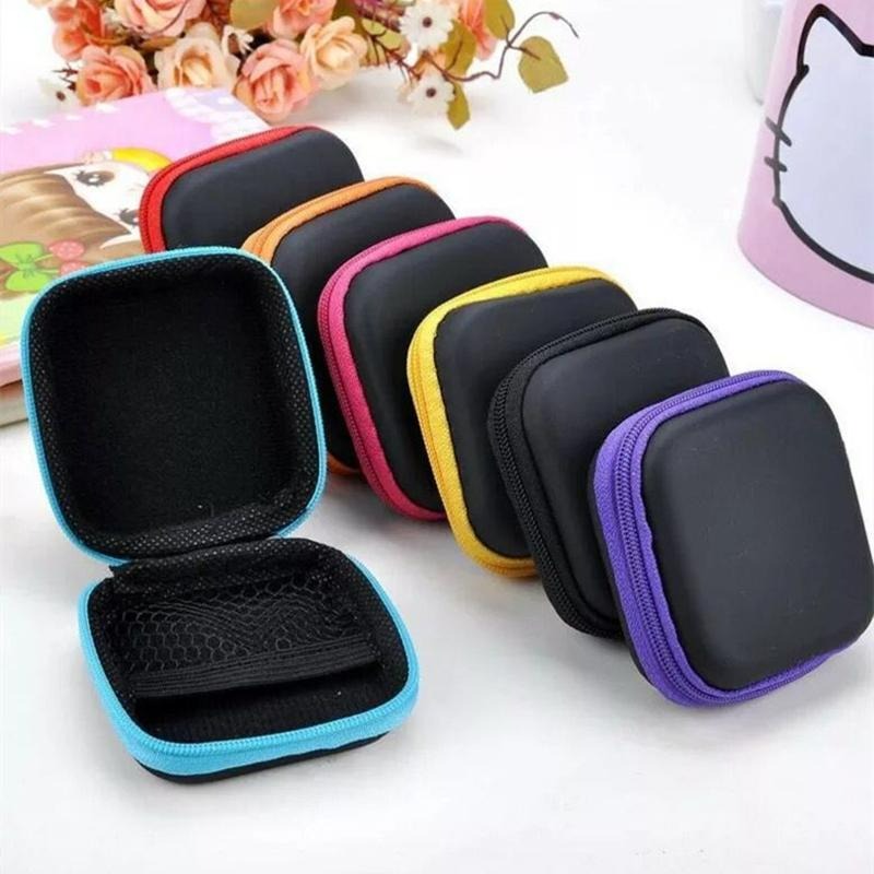 Handfree Cover Charger Hard Case eva Coin Carrying Bag Earphone Earbuds Hand free Square Shape Storage Handsfree Cable Key Pouch Zipper Storage Mini Box