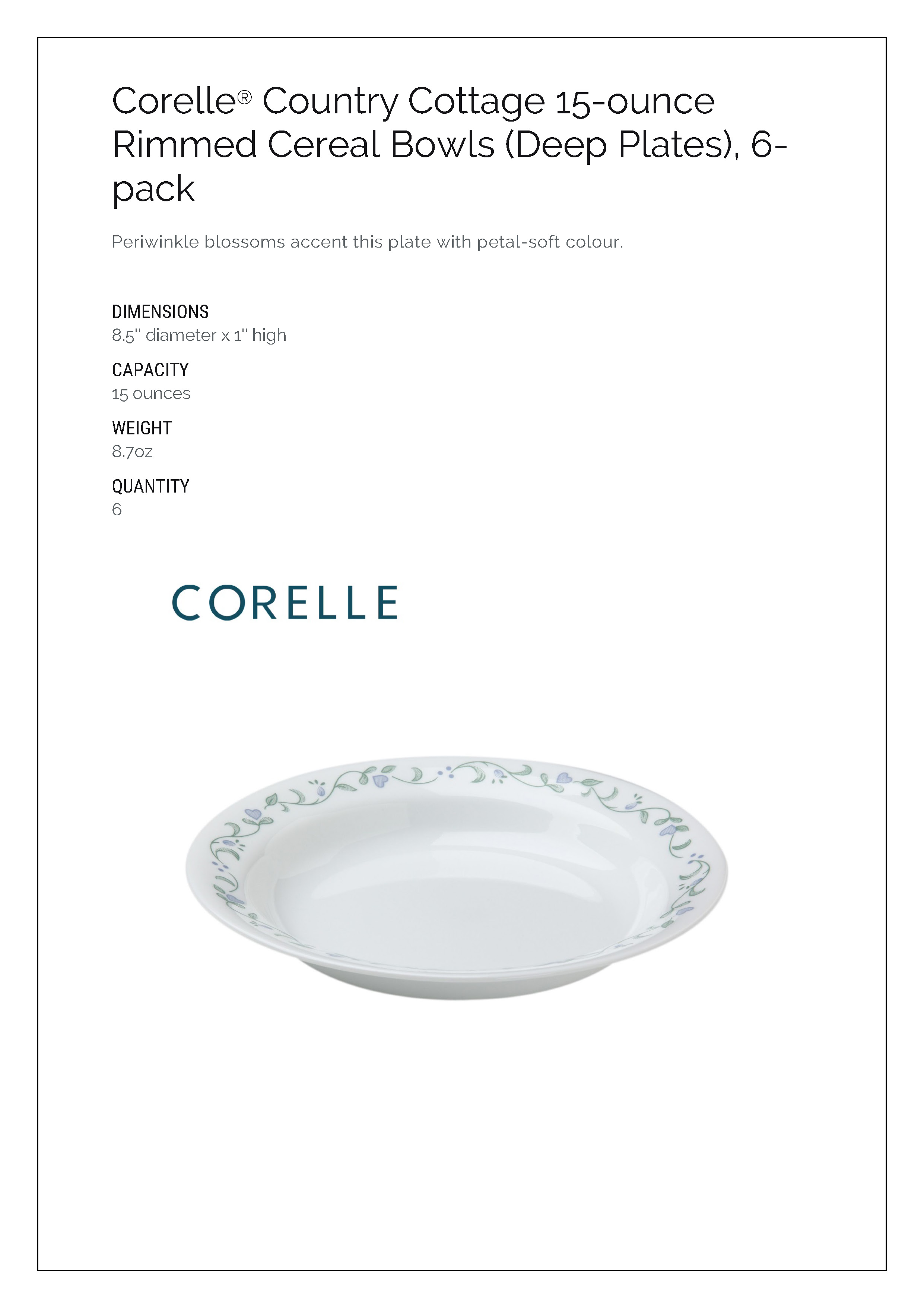 Corelle Vitrelle - Servizio da tavola in vetro da 12 pezzi per 4 persone - Piatti piani da 10,25