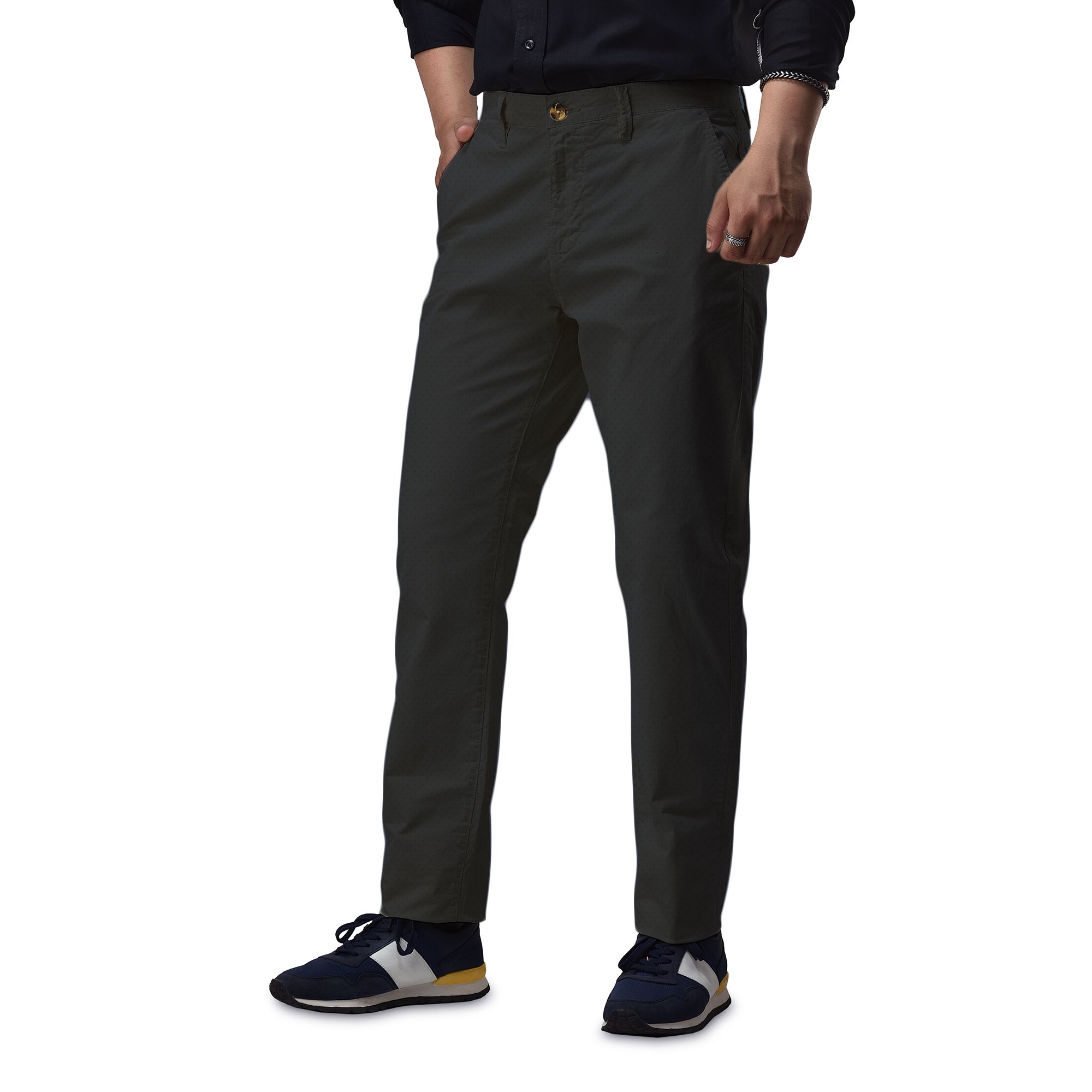 Men's Stretchable Chino Pants Full Length Regular Fit in Solid Colors