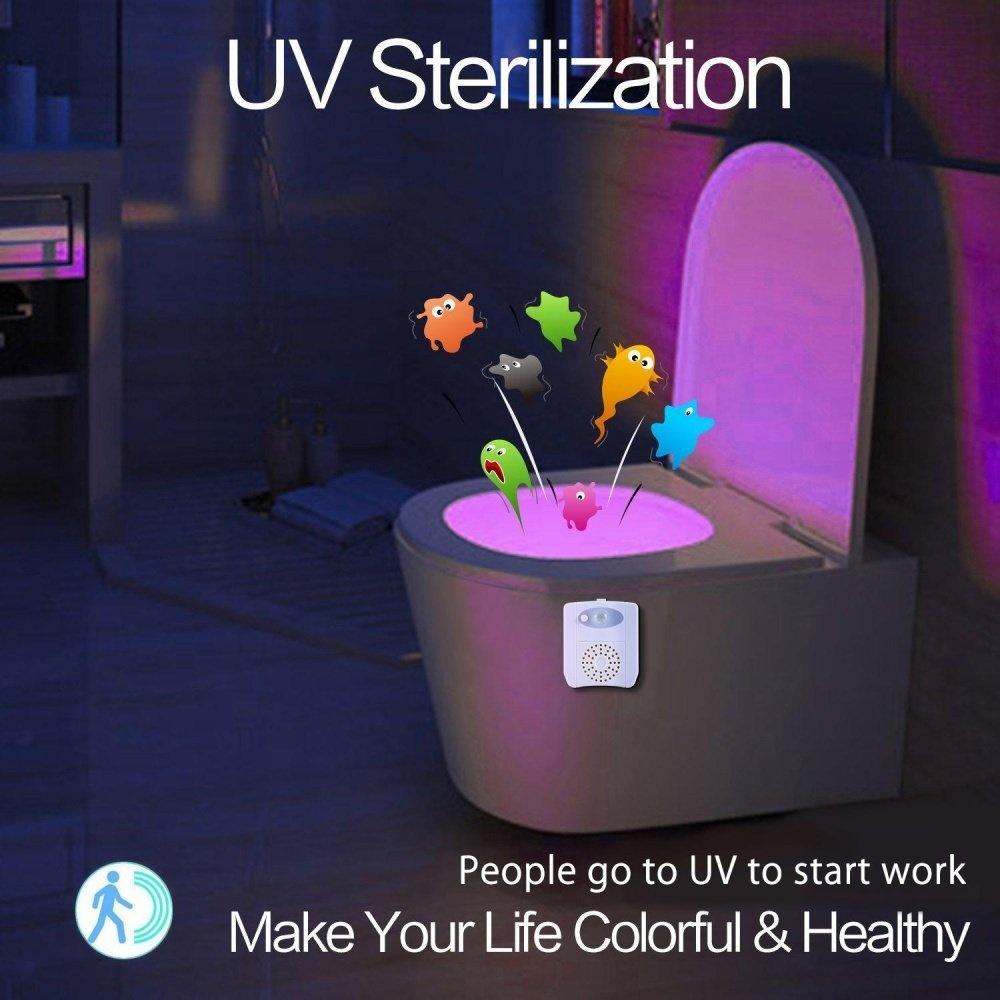 New Style UV Sterilizer Toilet Night Light 8/16 Colors Changing Motion  Activated Led Toilet Seat Light with Aromatherapy for Any Toilet