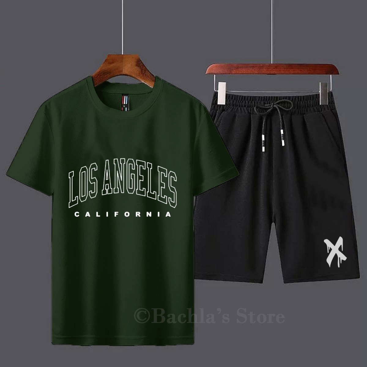 Summer Collection Los Angeles Printed Tracksuit T-shirt and Short Cotton Jersey Fabric Half Sleeves tshirt Track Suits Gym Sports Casual Wear Trendy Fashion for Men at Full Circle Clothing