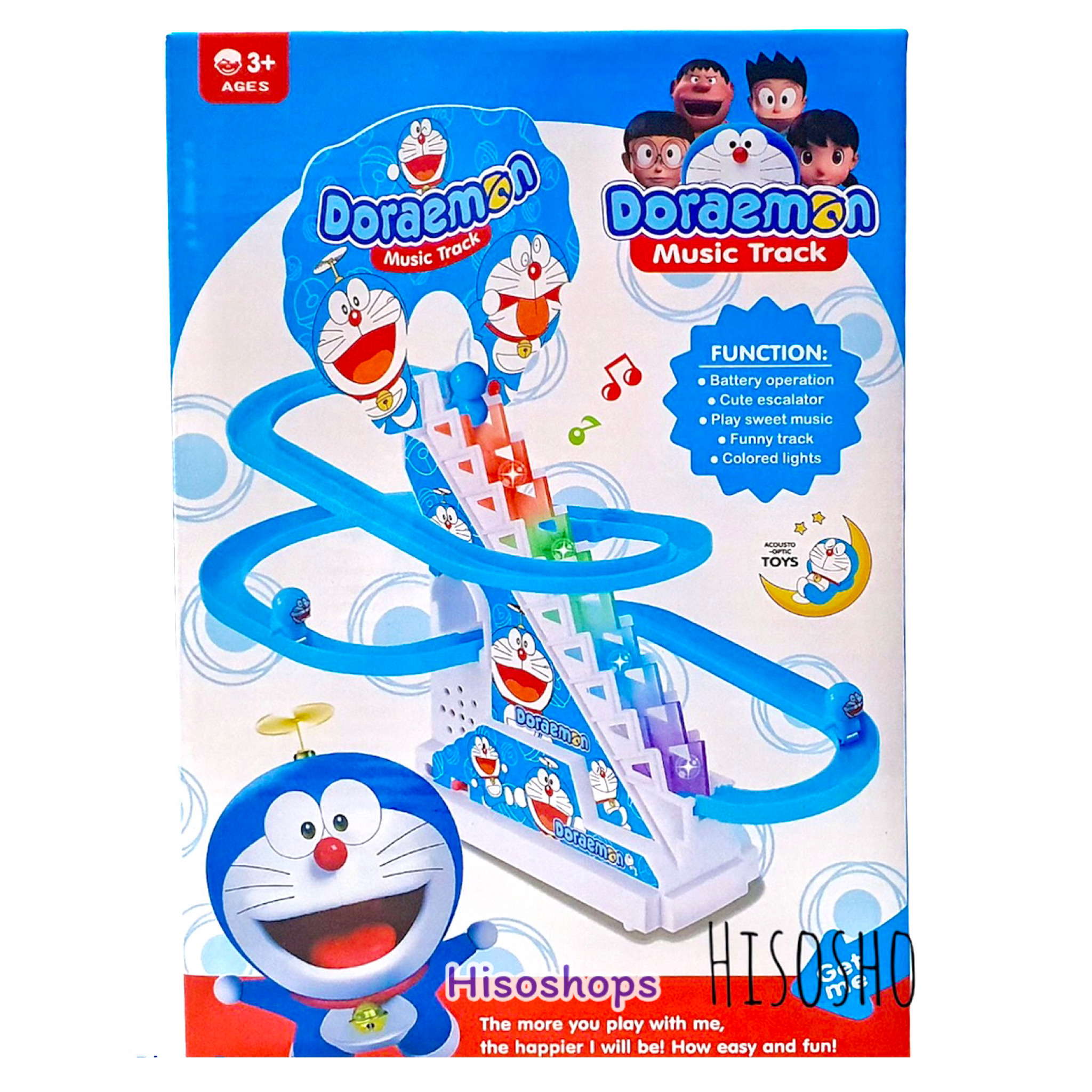 3 Little Doraemon Stair Climbing And Sliding Toy For Kids Lights &Amp; Music