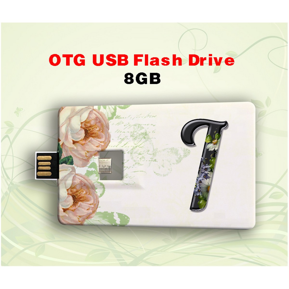 OTG Plastic Business Card USB Stick/ Computer Phone Dual Use USB Flash Drive (8GB) Alphabets