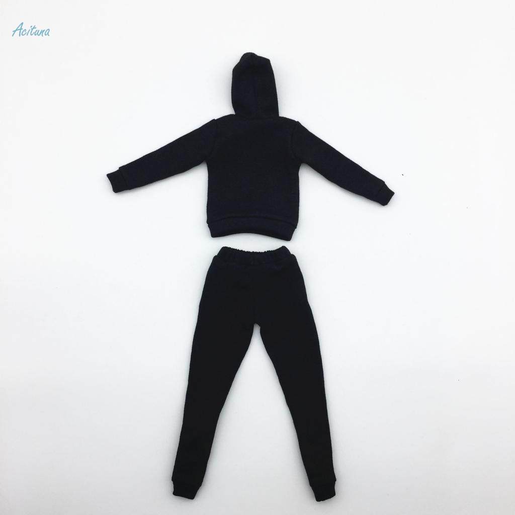 1/6 Scale Female Clothes Hooded Sweater Trousers Suit FIT FOR 12 Inch  Action Figures Doll Clothing Accessory - Black
