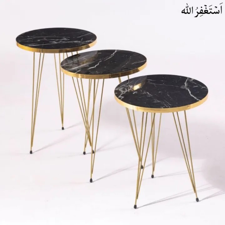 Wood Round Nesting Table With Metal Stand Set of 3 Round table Table Decoration coffee table round coffee table dining table Nesting table set Side Table Coffee Table nesting table Decor