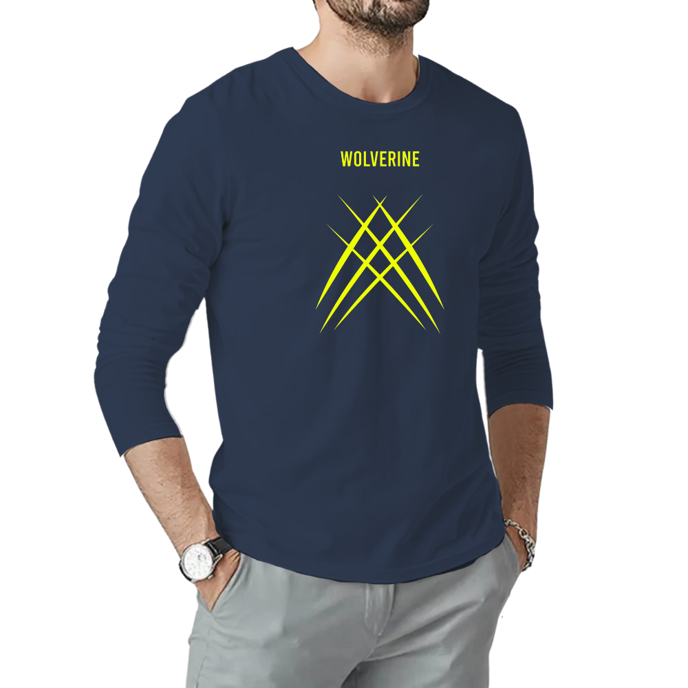 MK Garments - Wolverine Premium Printed Long Sleeve T-Shirt Round Neck Casual Wear T-Shirt For Men