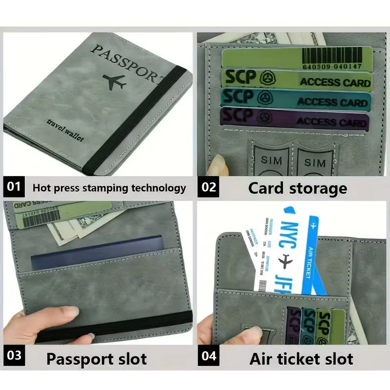 Passport Holder Wallet RFID Blocking Leather Travel Card Passport Cover Case Multiple Color
